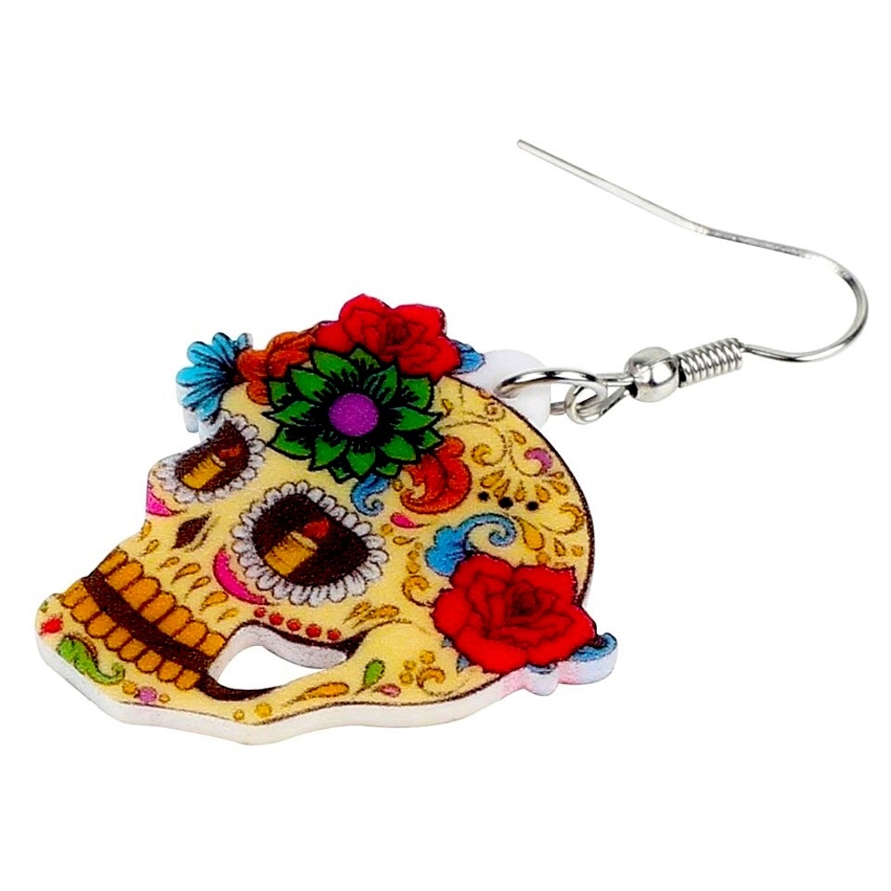 🌵4/$30 New Sugar Skull Dangle Earrings - Picture 2 of 2